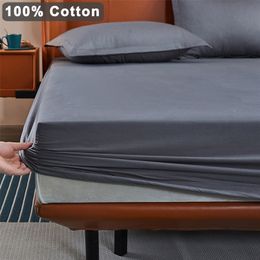 100% Cotton Mattress Cover with Elastic Band Replacement Fitted Sheet for Double Bed Protect Winter Warm Linens, 160x200 140x200 220514