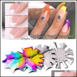 french trimmer UK - Nail Art Templates Salon Health Beauty Stainless Steel Easy French Line Tool Cutter Stencil Edge Trimmer Mti-Size Manicure Nails Styling T