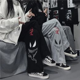 Women s Pants Demon Wide Leg Harajuku Street Style Loose Elastic Waist Trousers for Female Korean Vintage Streetwear 220726
