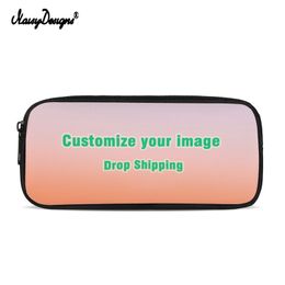 NOISYDESIGNS Customized Images Printed Women Cosmetic Makeup Bag Kids School Pen Bags Small Pencil Cases 220704