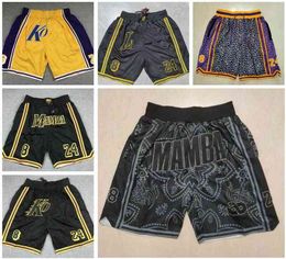 Stitched Basketball Short Mitchell and Ness Retro Just Don Shorts With Pocket Zipper Sweatpants Black Mamba 8 24 Men Size S XXXL