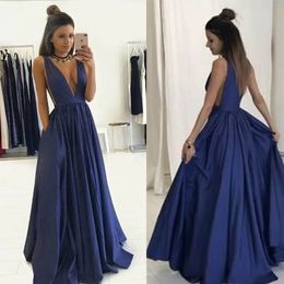 new arrival sexy blue taffeta v neck prom dresses women special occasion formal prom party gown