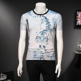 Men's T-Shirts Tiger Pattern D Digital Printing Funny Short Sleeve T Shirt Summer 2022 Top Quality Cotton&polyester Men M-3XLMen's Men'M