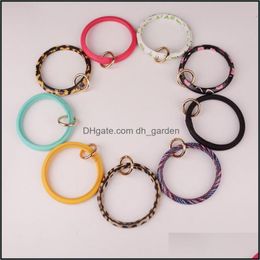Keychains Fashion Accessories New Pu Leather O Key Chain Custom Circle Wristlet Printing Keychain Wholesale For Women Girls 9 Colors Jewelry