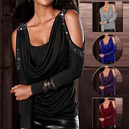 Sexy Long Sleeve T-Shirt Spring Party Elegant Y2K Top Trendy Women's Clothing O-Neck Solid Fashion T-shirts 220321