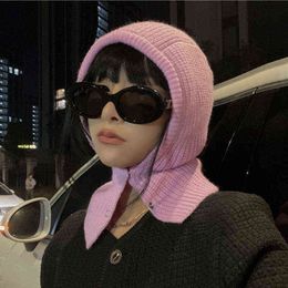 Beanie/Skull Caps Ball Caps Fashion Buttons Balaclava Women Winter Hat Soft Knit T220823