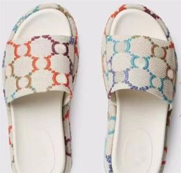 New Fashion designer woman sandal Beach Thick bottom slippers platform women Shoes Alphabet lady Sandals Leather High heel slippers
