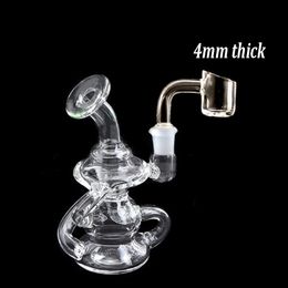14mm Female Recycler Smoking Water Bongs Mini Small Thick Glass Dab Rigs Water Pipes Beaker Bong Heady Oil Rigs with 4mm Thick Quartz Banger Nail