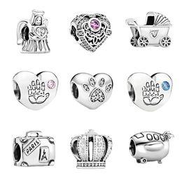 New Trendy 925 Sterling Silver Brand New Girl Handprint Baby Charm Diy Beads for Original Pandora Charm Bracelet for Girls Fashion Jewellery