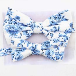 Vintage Floral Printed Parent-child Bowtie Sets 100 Cotton Kids Pet Men Butterfly Party Dinner Wedding Bow Tie Accessory
