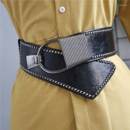 Belts Fashion High Quality Ladies Rivet Wide Belt Coat Dress Decorated Waist Elastic Punk Girdle For Women Luxury Designer BrandBelts Smal22