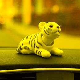 Interior Decorations Car Ornament Nodding Tiger Doll Automotive Dashboard Decoration Shaking Head Bobblehead Toys Cute Accessories GiftsInte