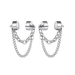 Clip-on & Screw Back Cyue European Fashion 316L Stainless Steel Earrings Chain Magnetic Non-pierced Ear Clip For Women Men Jewellery ZYE008