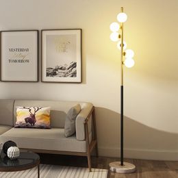 Floor Lamps Modern Standing Gold Led Lamp White Glass Ball Nordic Living Room Bedroom Stand Light G9 Night Reading LightFloor