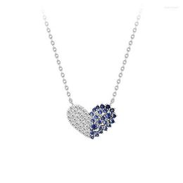 Pendant Necklaces Hainon Heart Necklace With Blue Crystals Jewellery For Women Girl Valentine Gift Love DropPendant Heal22