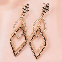 Vintage Advanced Fashion Full Diamond Black Dangle Earrings For Women Korean Fashion Earring Birthday Party Jewellery Gifts