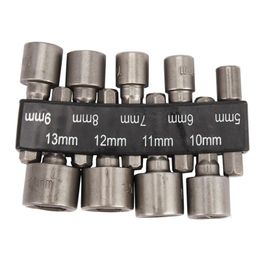 Hand Tools 9Pcs/Set 5Mm-13Mm 1/4Inch DIY Hex Shank Socket Sleeve Nozzles Nut Driver Bit Set Drill Adapter For Woodworking Power ToolHand