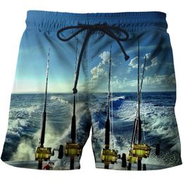 Men's Shorts 3D Printed Blue Swimwear Men's Beach Surf Fashion Resort Casual PantsMen's
