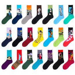 DHL Christmas Decorations Amazon Europe/US creative personality oil painting socks cross-border trend INS autumn and winter high tube cotton socks