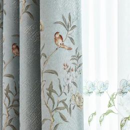 Curtain & Drapes Chinese Style Flower Bird Jacquard Blackout Curtains For Living Room And Bedroom Luxury Custom Embroidered Window TulleCurt