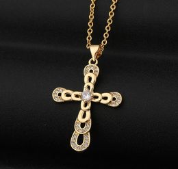 Designer Jewelry Vintage Double Crosses Pendant necklace Micro inlays diamonds cross Men Women S925 Silver Chain High quality Necklaces new designed 010