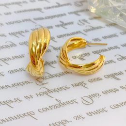 Hoop & Huggie SARARA Pure 18k Gold Earrings Simple Circle Women Yellow AU750 Car PatternHoop