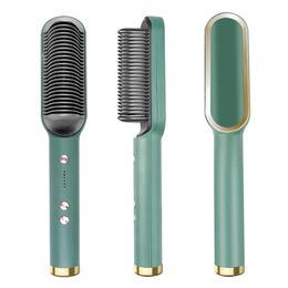 Pro Hair Straightener Brush Ceramic Electric Straightening Beard Brush Fast Heating Curler Flat Iron Comb Styler 220623