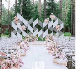 Party Decoration Wedding Props Iron Geometric Setting Sun Screen Road Led Outdoor Simple Background Stage .Party