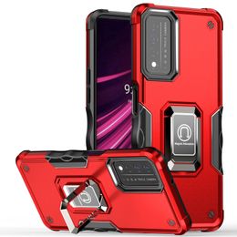 For T-Mobile Revvl V Plus 5G Cases Metal Ring Magnetic Support Kickstand Shockproof Full Body Heavy Duty Drop Protector Phone Case