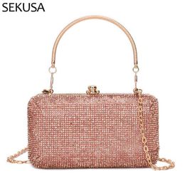 Evening Bags Golden Luxury Design Party Handbags Small Rhinestones Shoulder Evening Bags Diamonds Purse 220321