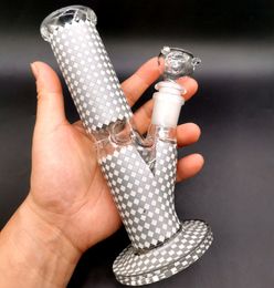 8 inch Glow In The Dark lattice Glass Bong Hookah Water Pipe Heavy Smoking Pipe catcher with 14mm Male Round Bowl and Downstem