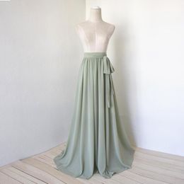 Skirts Real Image Chiffon Skirt Women Summer A-line Pretty Wedding Bridesmaid With Sash Custom Made Maxi SkirtSkirts SkirtsSkirts