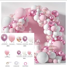 111 Pack Pink Balloon Kit Baby Girls Birthday Decorations DIY Latex Balloon Arch Garland for Wedding Party First Birthday Decor 220527