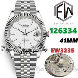 EWF V3 ew126334 Cal.3235 a3235 Automatic Mens Watch 41MM White Dial Stick Markers 904L Stainless Steel Bracelet With Same Serial Warranty Card Super eternity Watches