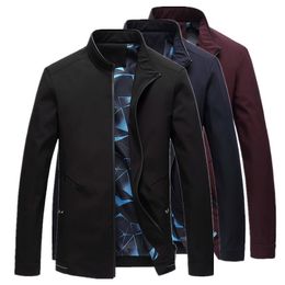 Men's Jackets Autumn Style Black Stand Up Collar Jacket Mens Fashion Casual Coat Men Blue Red Top Plus Size S-5XL Male Outerwear JaquetaMen'