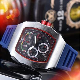 Mens Mission Runway 43MM Watch For Men Quartz Imported Movement Clock Waterproof Blue Black Yellow Rubber Strap Multi-function Sports Style Gifts Wristwatches