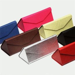 Foldable Sunglasses Case Women Spectacle Reading Glasses Box Eyewear Triangle Container Protective Covers Black Leather 220812