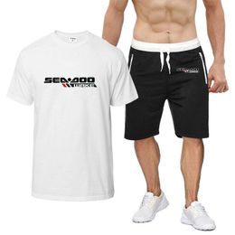 Men's Tracksuits Sea Doo Seadoo Moto 2022 Men's 2 Pieces Clothing Sportswear Fitness Summer Fashion Print Casual Shorts T Shirt SuitMen'