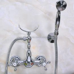 Bathroom Shower Sets Polished Chrome Faucet Bath Mixer Tap With Hand Head Set Wall Mounted Kna255Bathroom