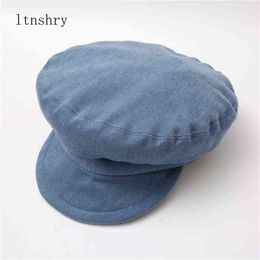 New Autumn Winter Beige Cotton Military Berets For Women Female Flat Army Cap Salior Hat Girl Travel Berets Ladies Painters cap J220722