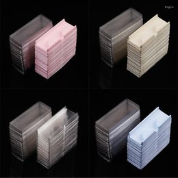 50pcs/set Transparent White Pink Plastic Eyelashes Packaging Box Fake Eyelash Tray Storage Cover Single Case Custom