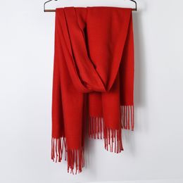 Winter all-match solid color scarf imitation cashmere tassel shawl simple thickened scarf