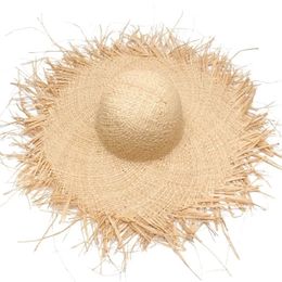 Handmade Women Hats Large Wide Brim Gilrs High Quality Natural Raffia Panama Beach Straw Sun Caps For Holiday 220627