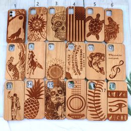 cell Phone case wood engrave logo Shell For iphone 6 7 8 plus x xs max XR Real Maple Cherry Bamboo Mobile Phone
