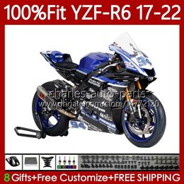 Injection Mould Body For YAMAHA YZF-R6 YZF600 YZF R6 R 6 600 Black blue CC 17-22 Bodywork 119No.60 YZFR6 17 18 19 20 21 22 YZF-600 2017 2018 2019 2020 2021 2022 OEM Fairing