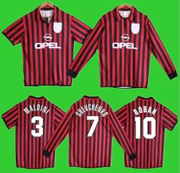 1999 2000 Ac S Shevchenko Maldini Retro Soccer Jersey 99 00 Bierhoff Vintage Classic Albertini Boban Gattuso Football Shirt