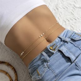 Simple Waist Beads Belly Belt Chain for Women Wedding Bridal Kpop Adjustable Waistband Summer Bikini Beach Body Accessories New