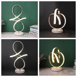 Night Lights Modern Spiral LED Desk Lamp Acrylic Curved Desktop Eye Protection Reading Learning Light For Home Bedroom DecorationNight