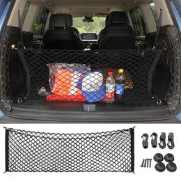 Car Organizer Back Rear Trunk Seat Elastic String Net Boot Pocket Cargo Mesh Storage Receive Arrange 92.5cm 42cmCar