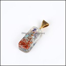 Charms Jewellery Findings Components Retro Reiki Healing Gravel Stone Natural Crystal Litripsy Meditation Seven Chakra Pendants Diy Pendum N